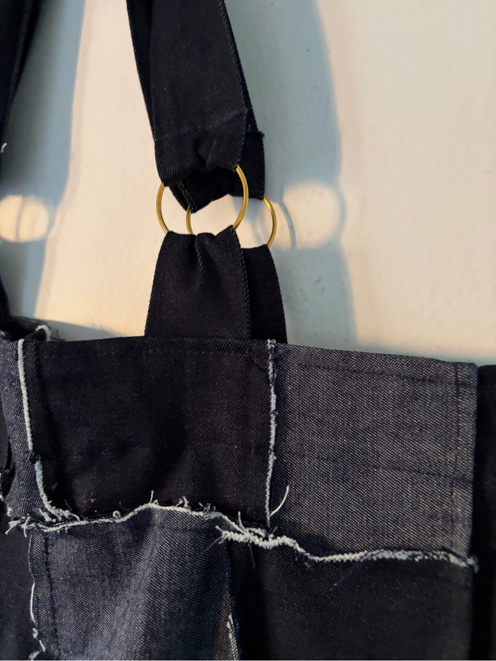 Black Patchwork Denim Satchel Tote - Picture 3 of 4